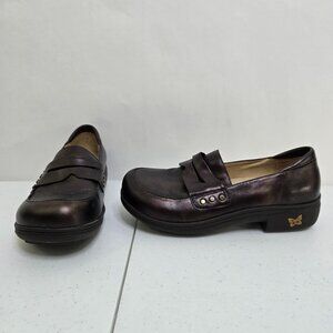Alegria Taylor Penny Loafers 38 8 8.5 Leather Purple Brown Comfort Slip On